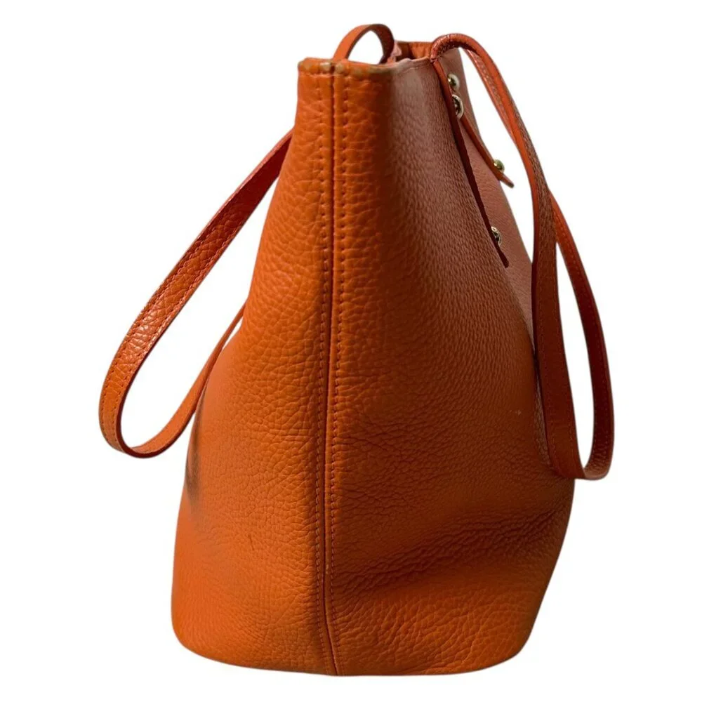 Gigi New York Orange Rust Leather Taylor Tote Bag Gold Hardware